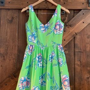 LILLY PULITZER HTF Roswell Silk Dress New Green Tossed 00